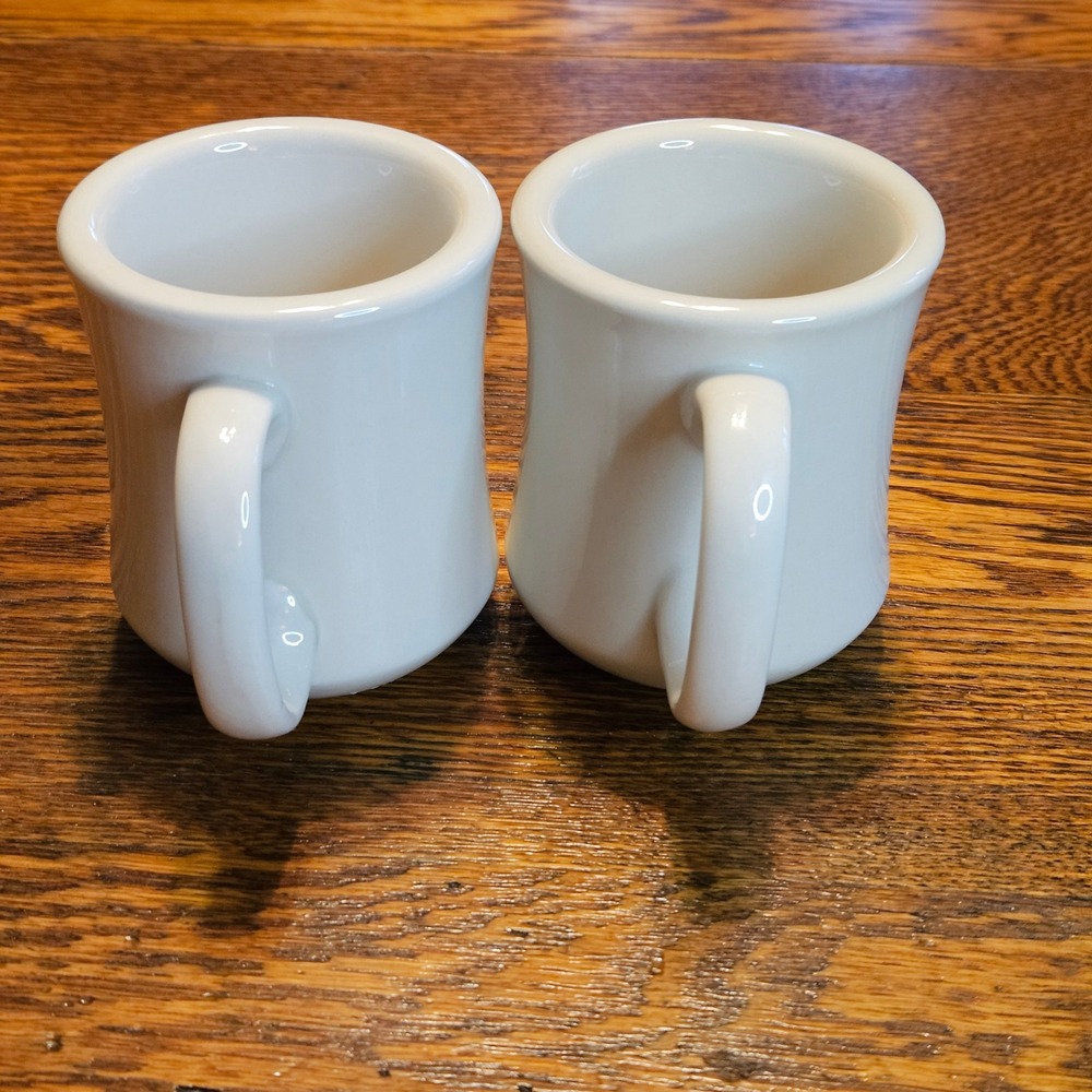 Ultima China World Tableware White Diner Coffee Mugs Set of 2 Cream 8 Oz - Picture 2 of 5